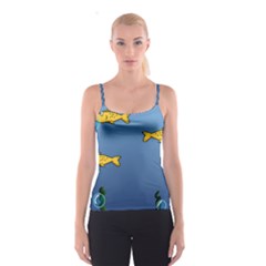 Water Bubbles Fish Seaworld Blue Spaghetti Strap Top by Mariart