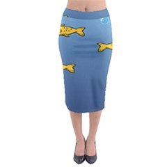 Water Bubbles Fish Seaworld Blue Midi Pencil Skirt by Mariart