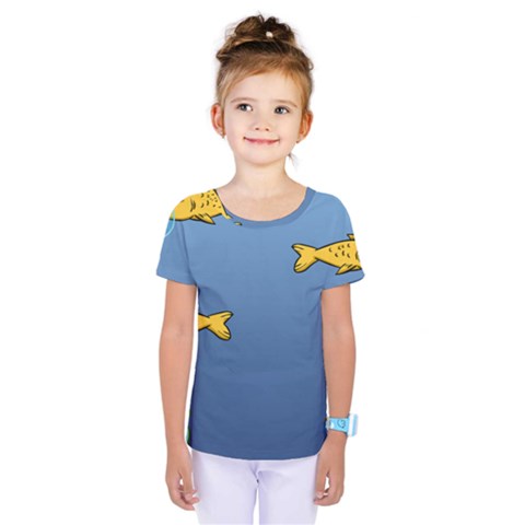 Water Bubbles Fish Seaworld Blue Kids  One Piece Tee by Mariart