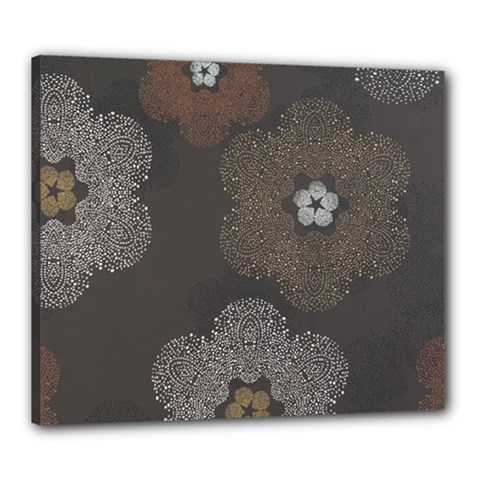 Walls Medallion Floral Grey Polka Canvas 24  X 20  by Mariart