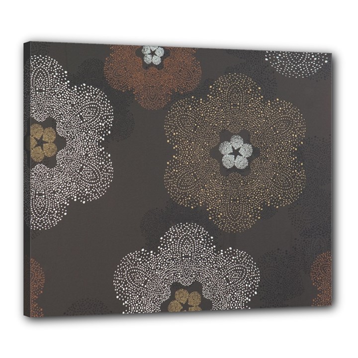 Walls Medallion Floral Grey Polka Canvas 24  x 20 