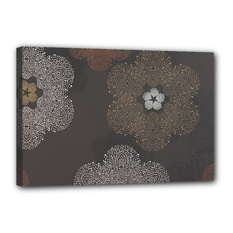 Walls Medallion Floral Grey Polka Canvas 18  X 12  by Mariart