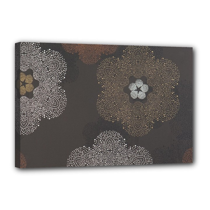 Walls Medallion Floral Grey Polka Canvas 18  x 12 