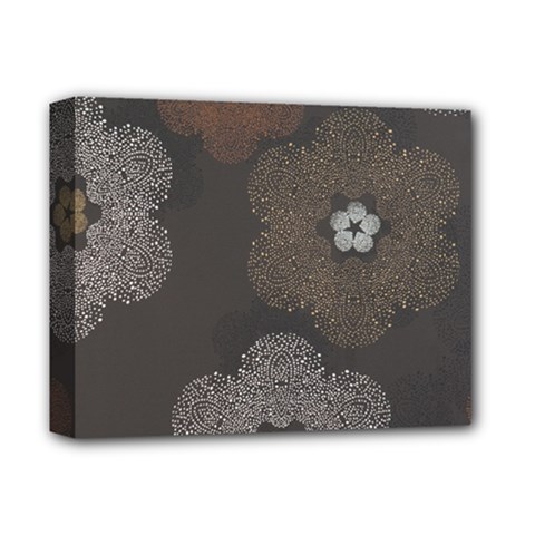 Walls Medallion Floral Grey Polka Deluxe Canvas 14  X 11  by Mariart