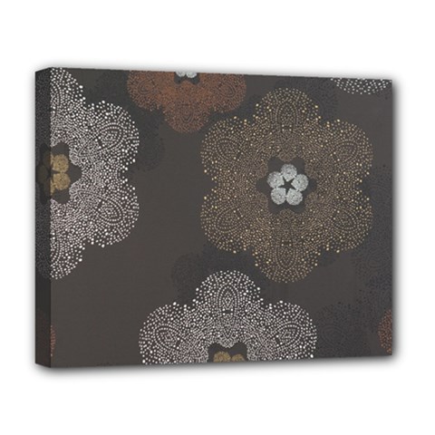 Walls Medallion Floral Grey Polka Deluxe Canvas 20  X 16   by Mariart