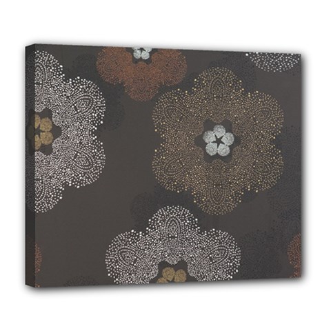 Walls Medallion Floral Grey Polka Deluxe Canvas 24  X 20   by Mariart