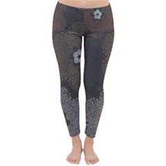 Walls Medallion Floral Grey Polka Classic Winter Leggings by Mariart