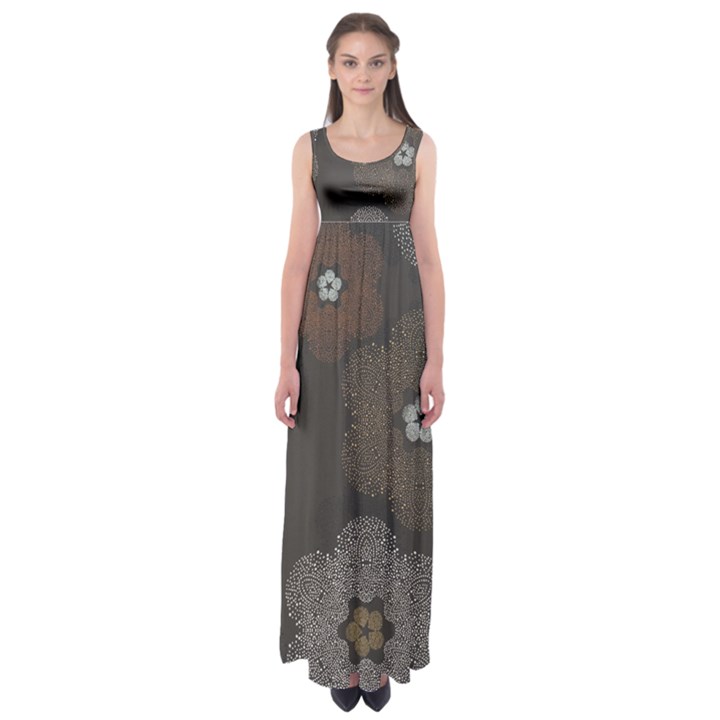 Walls Medallion Floral Grey Polka Empire Waist Maxi Dress