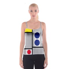 Watermark Circle Polka Dots Black Red Yellow Plaid Spaghetti Strap Top by Mariart