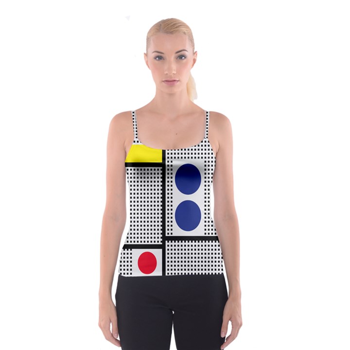 Watermark Circle Polka Dots Black Red Yellow Plaid Spaghetti Strap Top