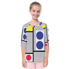 Watermark Circle Polka Dots Black Red Yellow Plaid Kids  Quarter Sleeve Raglan Tee