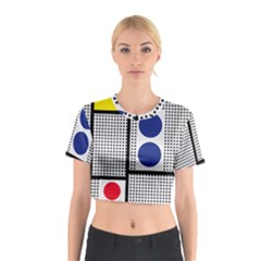 Watermark Circle Polka Dots Black Red Yellow Plaid Cotton Crop Top by Mariart