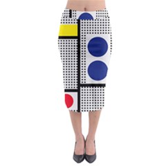 Watermark Circle Polka Dots Black Red Yellow Plaid Midi Pencil Skirt by Mariart