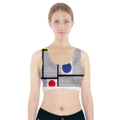 Watermark Circle Polka Dots Black Red Yellow Plaid Sports Bra With Pocket