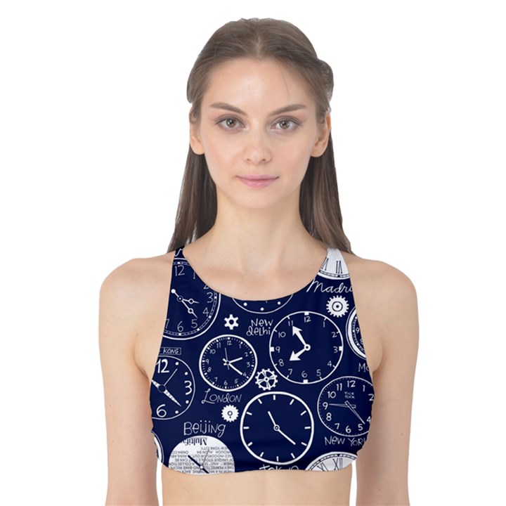 Time World Clocks Tank Bikini Top