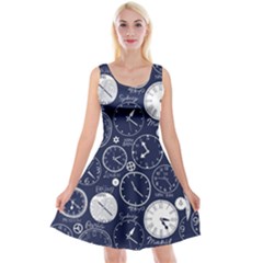 Time World Clocks Reversible Velvet Sleeveless Dress by Mariart