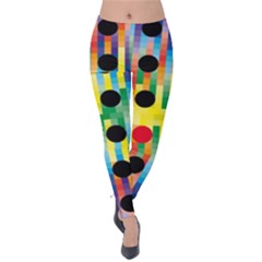 Watermark Circles Squares Polka Dots Rainbow Plaid Velvet Leggings by Mariart