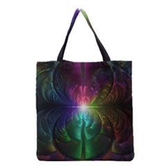 Anodized Rainbow Eyes And Metallic Fractal Flares Grocery Tote Bag