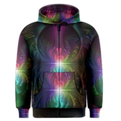 Anodized Rainbow Eyes And Metallic Fractal Flares Men s Zipper Hoodie by jayaprime