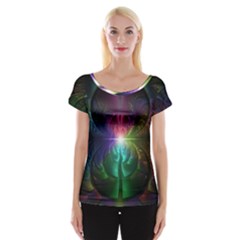 Anodized Rainbow Eyes And Metallic Fractal Flares Cap Sleeve Tops