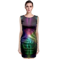 Anodized Rainbow Eyes And Metallic Fractal Flares Classic Sleeveless Midi Dress