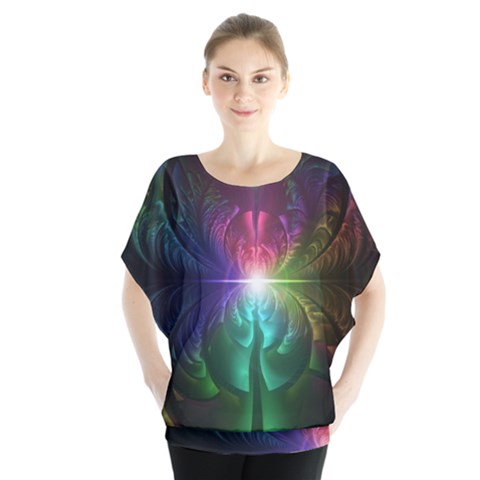 Anodized Rainbow Eyes And Metallic Fractal Flares Blouse by jayaprime