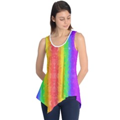 Vertically Striped Painted Rainbow Sleeveless Tunic by Brini