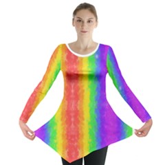 Vertically Striped Painted Rainbow Long Sleeve Tunic  by Brini