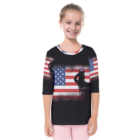 Honor Our Heroes On Memorial Day Kids  Quarter Sleeve Raglan Tee by Catifornia