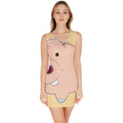 Happy Cartoon Baby Hippo Sleeveless Bodycon Dress by Catifornia