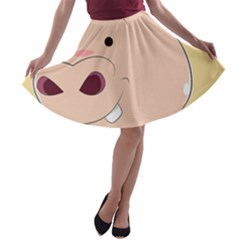 Happy Cartoon Baby Hippo A-line Skater Skirt by Catifornia