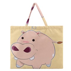 Happy Cartoon Baby Hippo Zipper Large Tote Bag by Catifornia