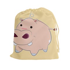 Happy Cartoon Baby Hippo Drawstring Pouches (xxl) by Catifornia