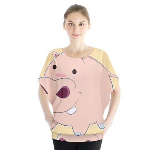 Happy Cartoon Baby Hippo Blouse by Catifornia