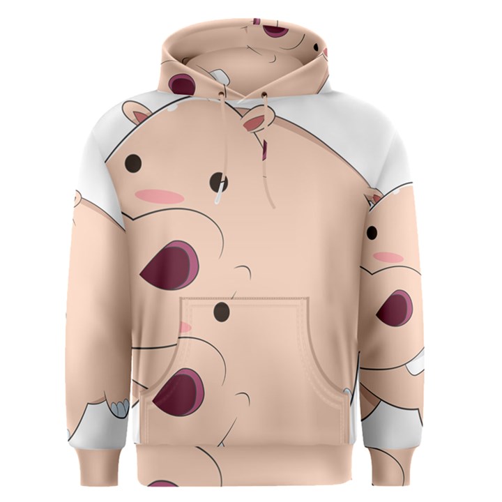 Happy Cartoon Baby Hippo Men s Pullover Hoodie