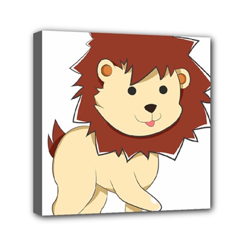 Happy Cartoon Baby Lion Mini Canvas 6  X 6  by Catifornia