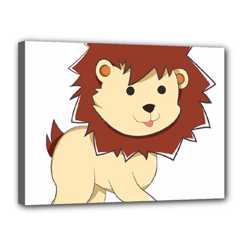 Happy Cartoon Baby Lion Canvas 16  X 12 