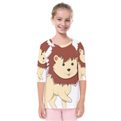 Happy Cartoon Baby Lion Kids  Quarter Sleeve Raglan Tee