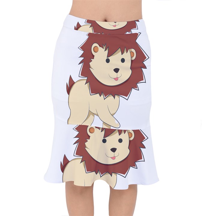 Happy Cartoon Baby Lion Mermaid Skirt