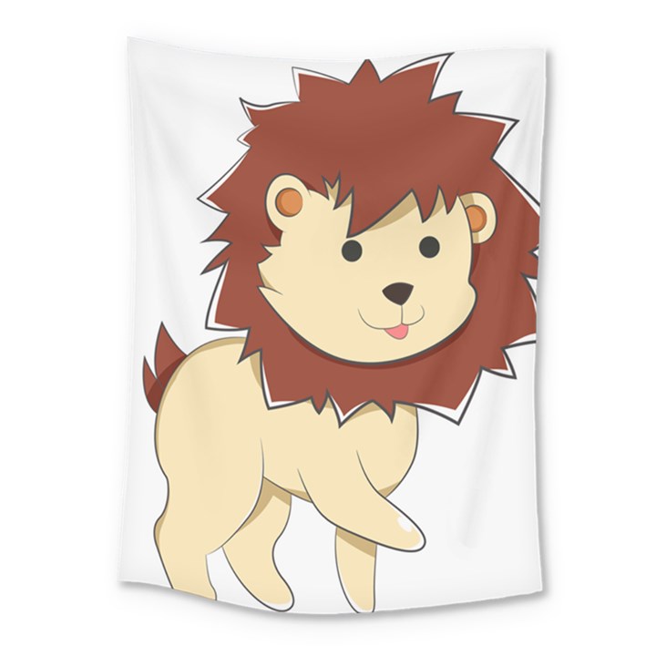 Happy Cartoon Baby Lion Medium Tapestry