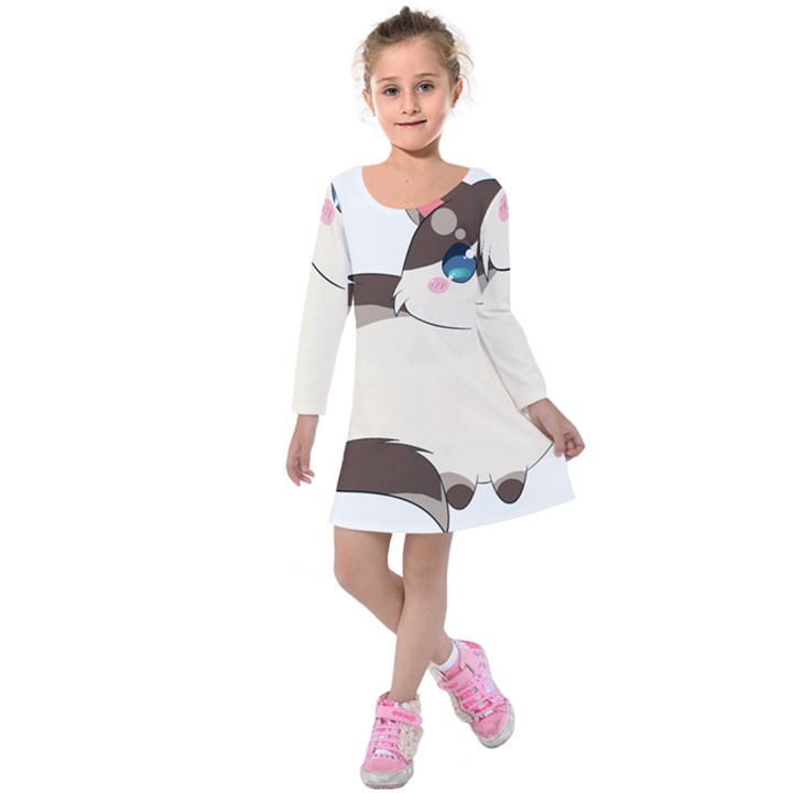 Ragdoll Cat for Life Kids  Long Sleeve Velvet Dress