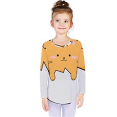 Yellow Cat Egg Kids  Long Sleeve Tee