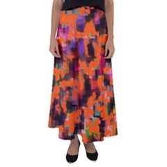 Orange Texture                Flared Maxi Skirt