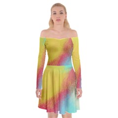 Textured Paint          Off Shoulder Skater Dress