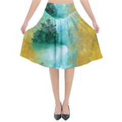 Turquoise River Flared Midi Skirt