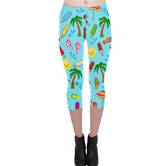 Beach Pattern Capri Leggings  by Valentinaart