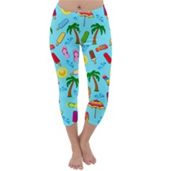 Beach Pattern Capri Winter Leggings  by Valentinaart