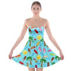 Beach Pattern Strapless Bra Top Dress by Valentinaart