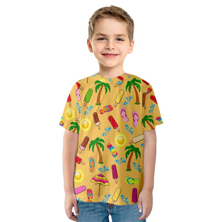 Beach Pattern Kids  Sport Mesh Tee