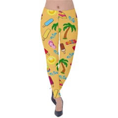 Beach Pattern Velvet Leggings by Valentinaart